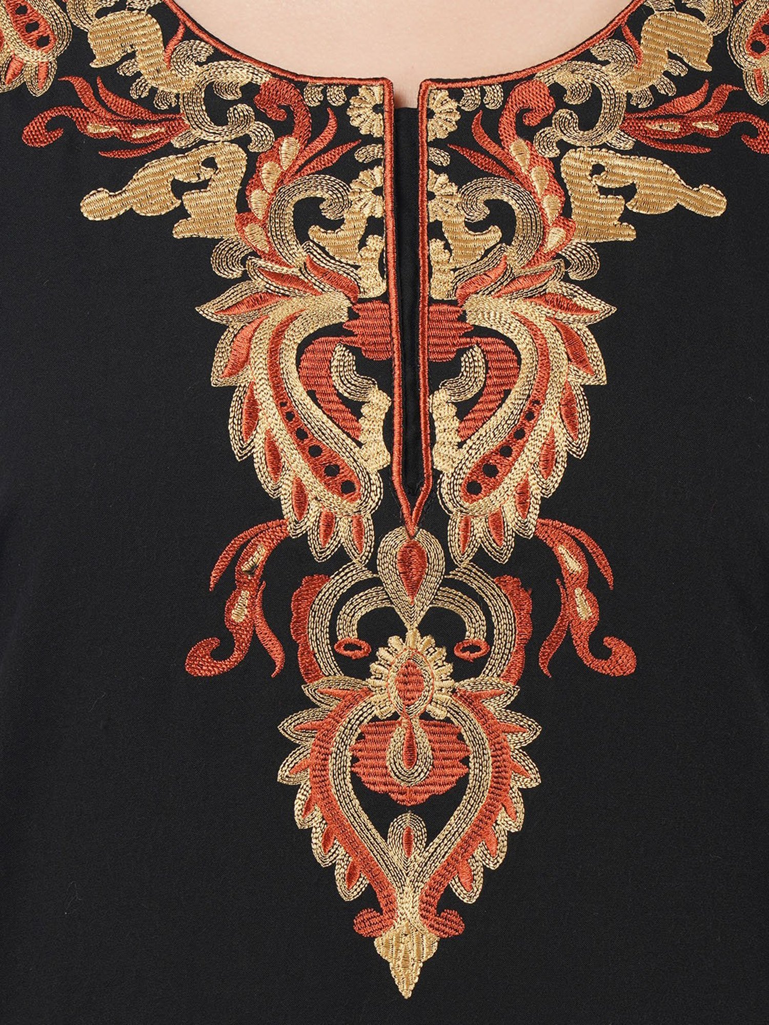 KOI SLEEPWEAR Black Embroidered Nighty