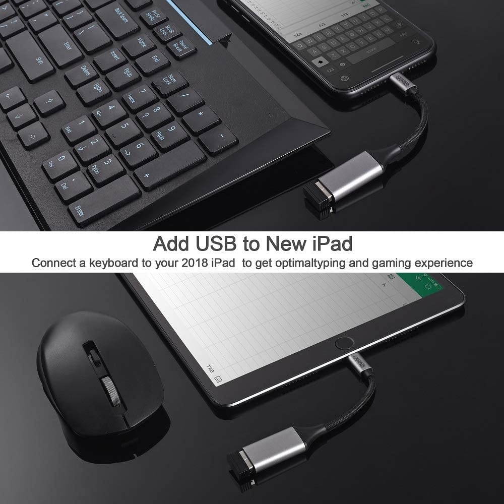 sunshot USB Camera Adapter USB3.0 Female OTG Data Sync Cable Compatible with iPhone 11 Xr X 8 7 6 Plus iPad Air Pro Mini Support Camera Card Reader USB Flash Drive Mouse Keyboard Hubs MIDI