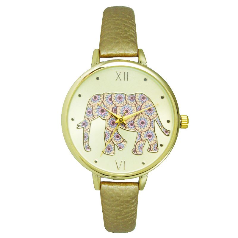 Olivia Pratt Gold Elephant Face Strap Fashion Watch - Gold