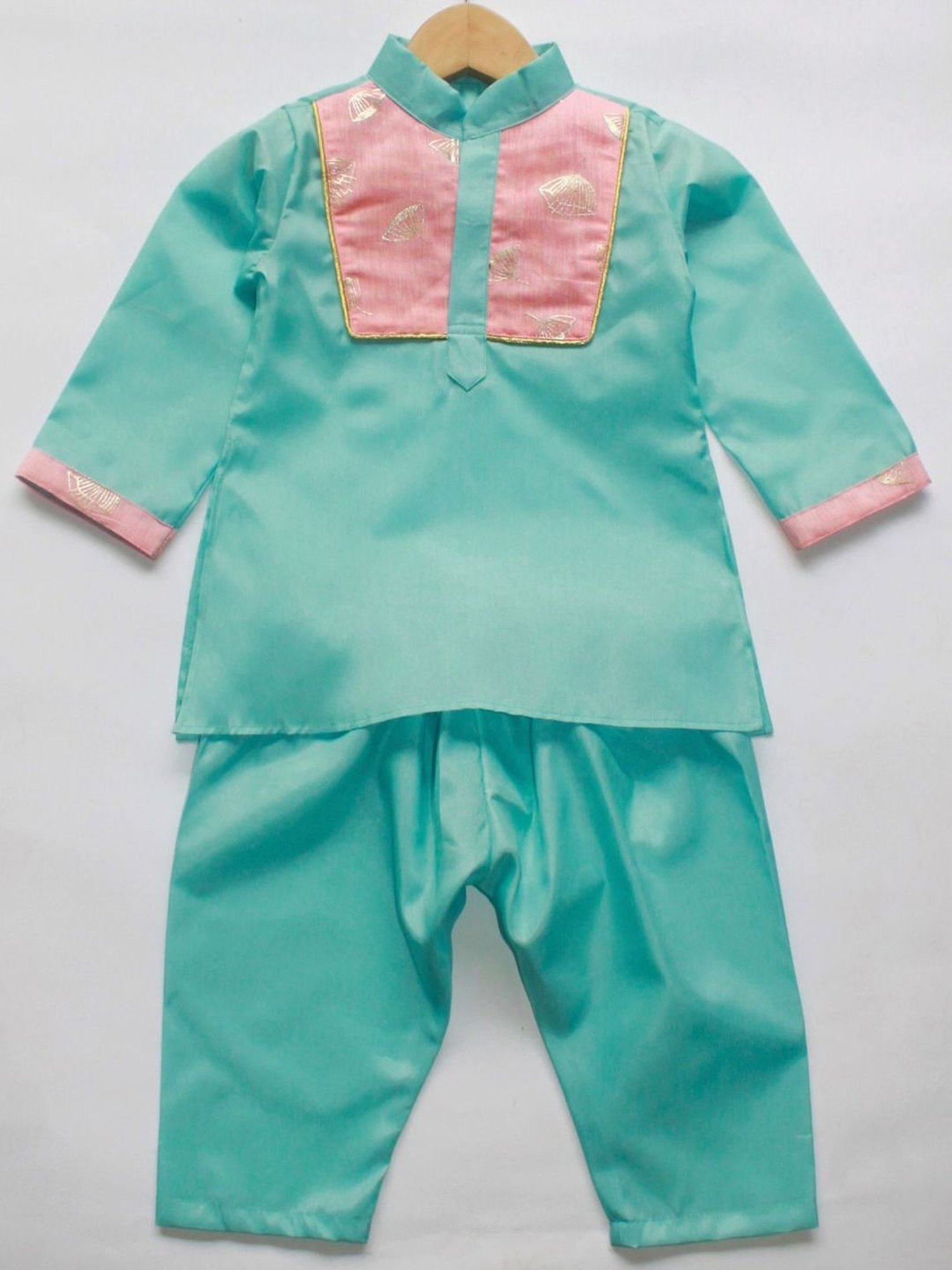 Many Frocks Kids Blue Printed Kurta Set