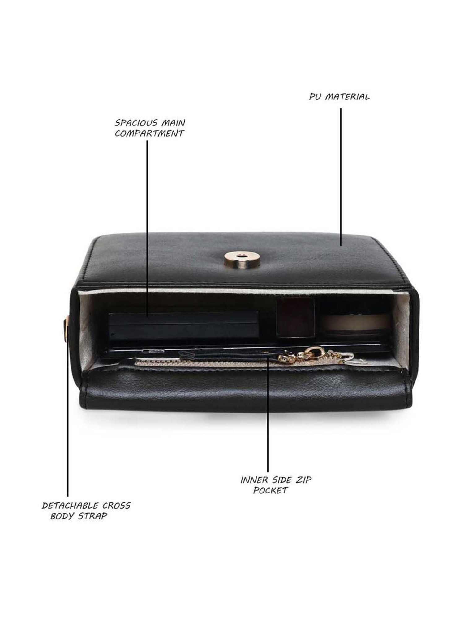 Esbeda Black Embellished Small Sling Handbag