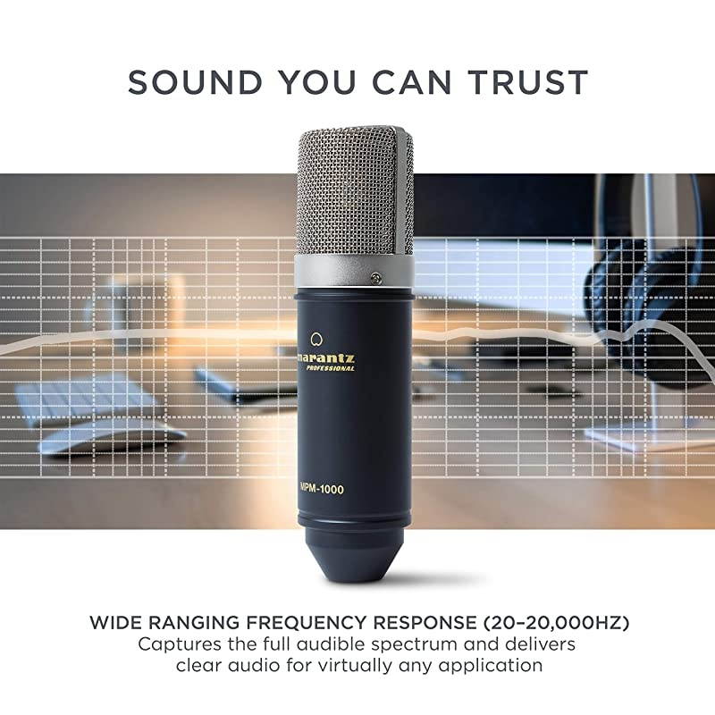 Pro MPM1000 - Studio Recording Condenser Microphone with Shockmount, Desktop Stand and Cable &ndash; Perfect for Podcasting and Voiceover Projects