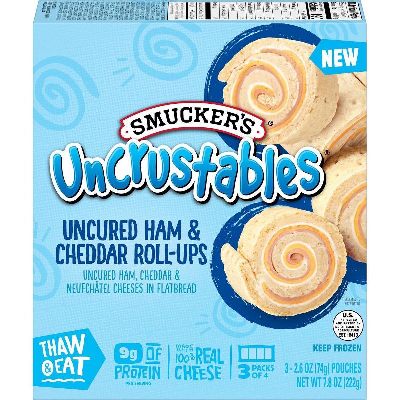 Smucker's Uncrustables Frozen Uncured Ham & Cheddar Roll-Ups - 7.8oz/3ct