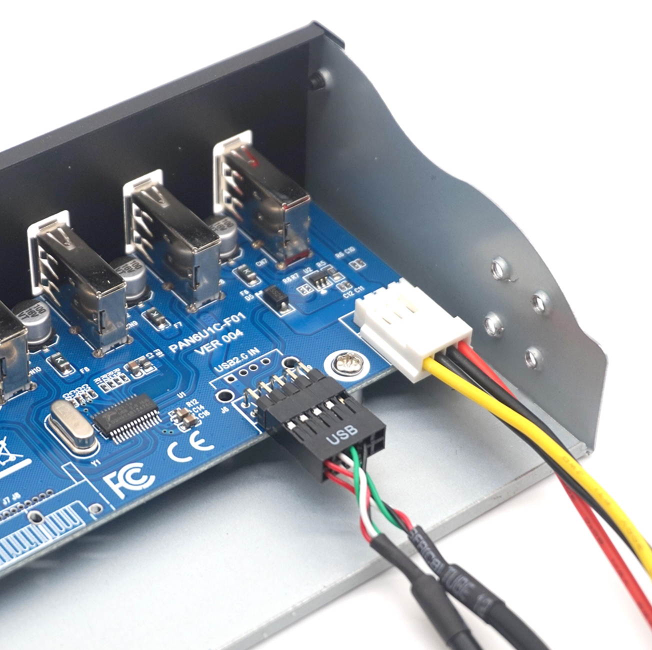 Plugadget 7 Ports USB 3.0 Hub 5Gbs 5.25" CD-ROM Drive Bay Front Panel for Computer Case USB 2.0 HUB 1.2 Rapid Charging Bracket