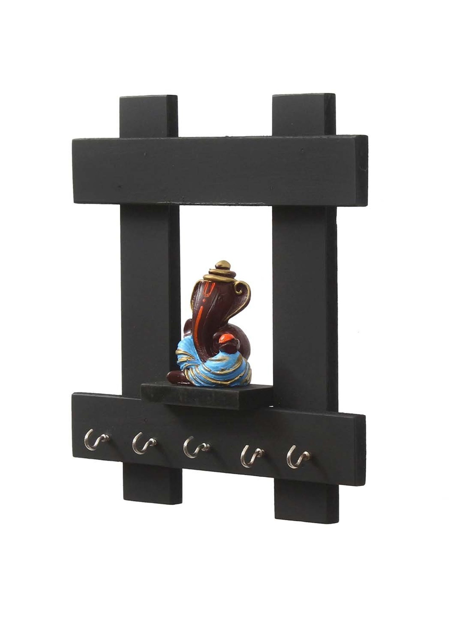 eCraftIndia Lord Ganesha Wooden Keyholder with 5 Key Knobs