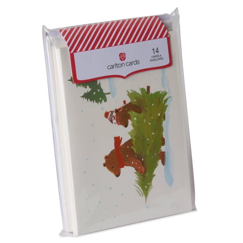 Carlton Cards 14ct Bears Carrying Tree Boxed Cards