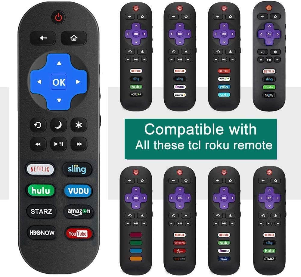 Motiexic Universal Remote Control Compatible with All TCL Roku TV, 2020 Update Version with 8 Channel Shortcut Keys, 50S425 40S325 43S425 65S425 32S30132S325 65S405 32S305 ect. (Included Battery)
