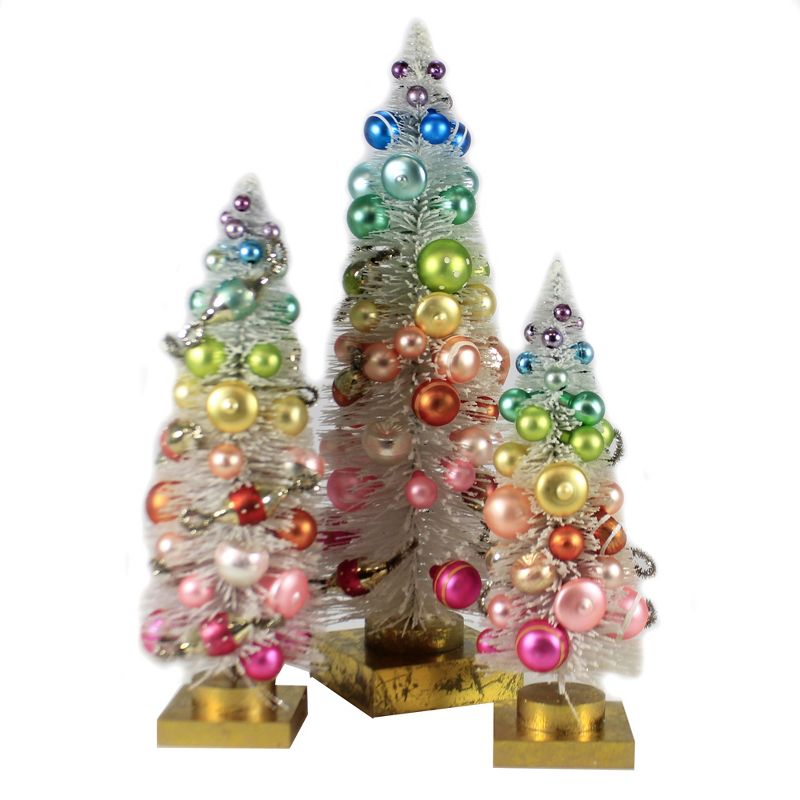 Christmas 16.5" White Rainbow Trees Putz  Village Retro  -  Decorative Figurines