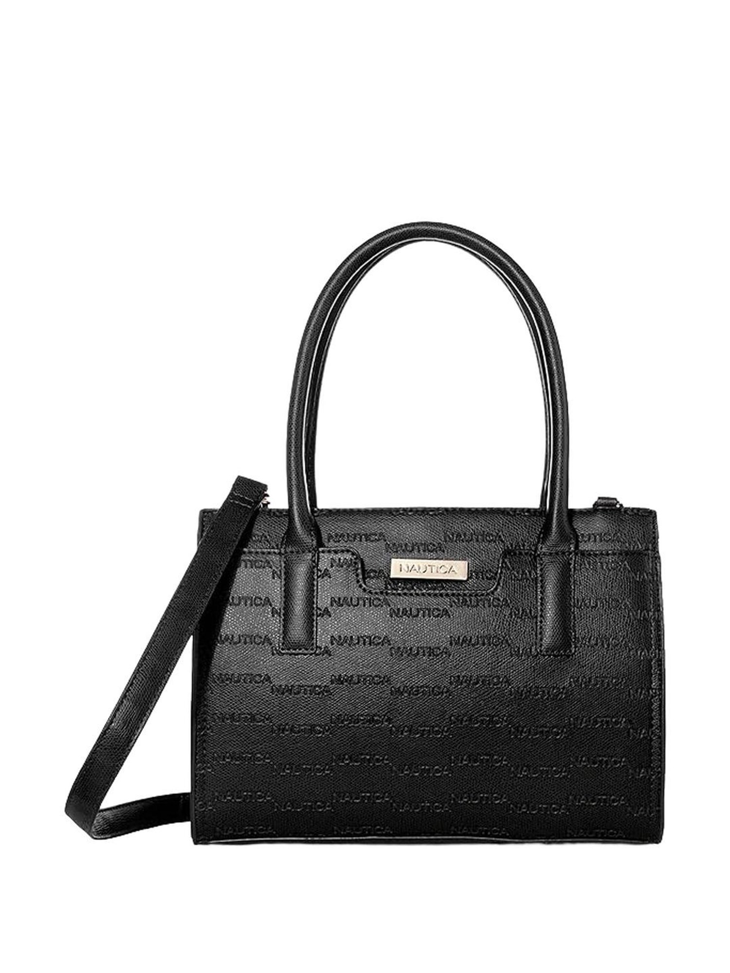 Nautica Black Textured Medium Handbag