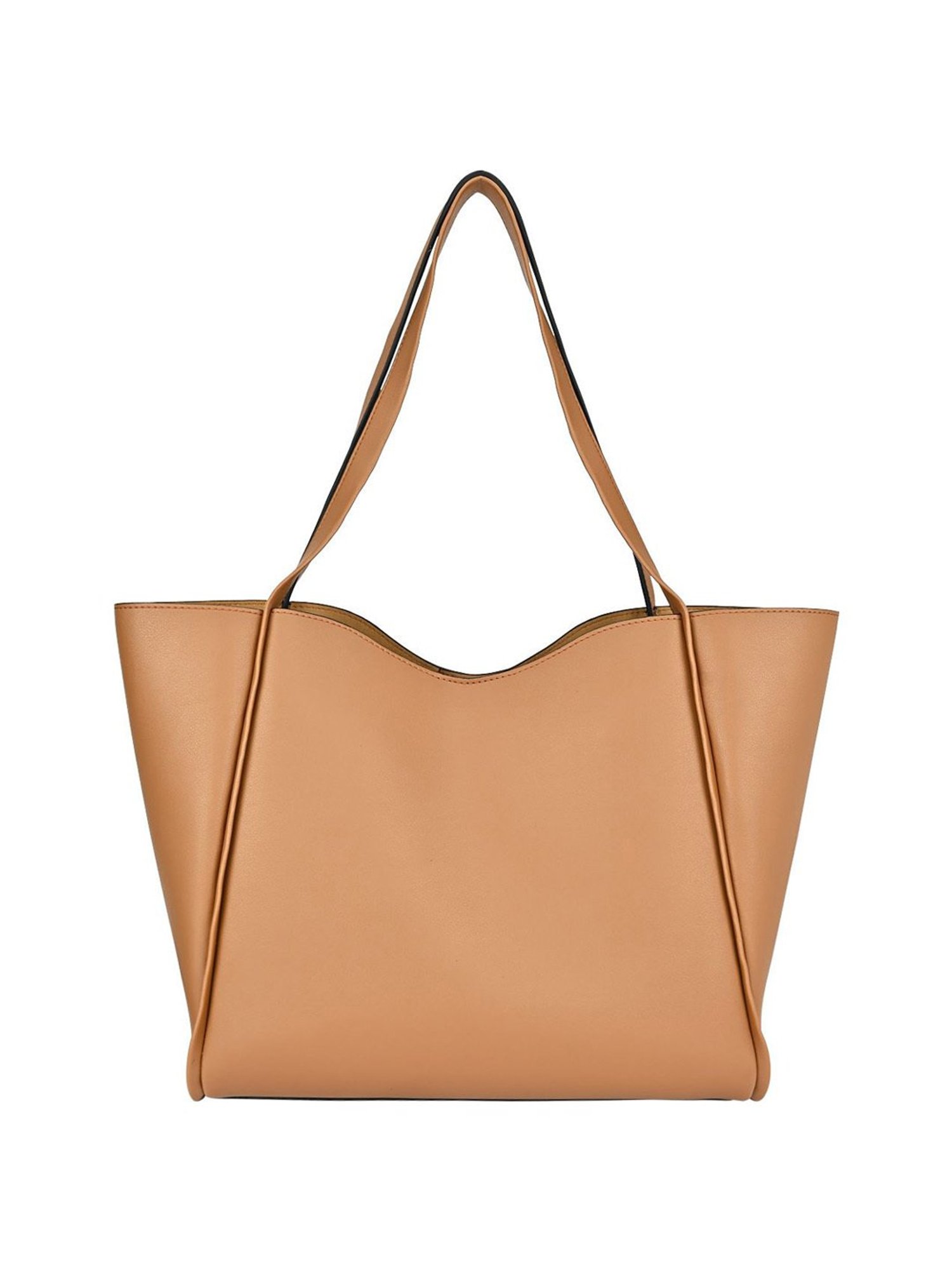 Horra Beige Solid Tote Handbag