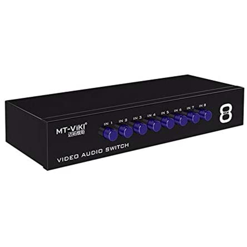 8 Way AV RCA Switch, 8 in 1 Out Composite Video L/R Audio Switcher Selector Box for DVD Player, SNES, N64, PS2/3 Game Consoles