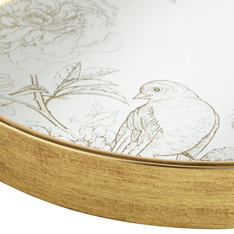 Dahlia Studios Floral Edge Painted Gold and White Round Decorative Tray