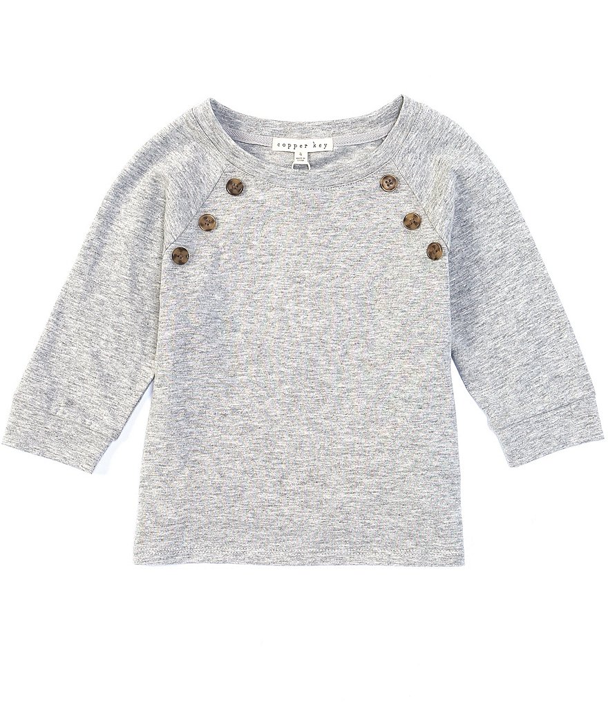 Copper Key Little Girls 2T-6X Side Button 3/4 Sleeve Sweater