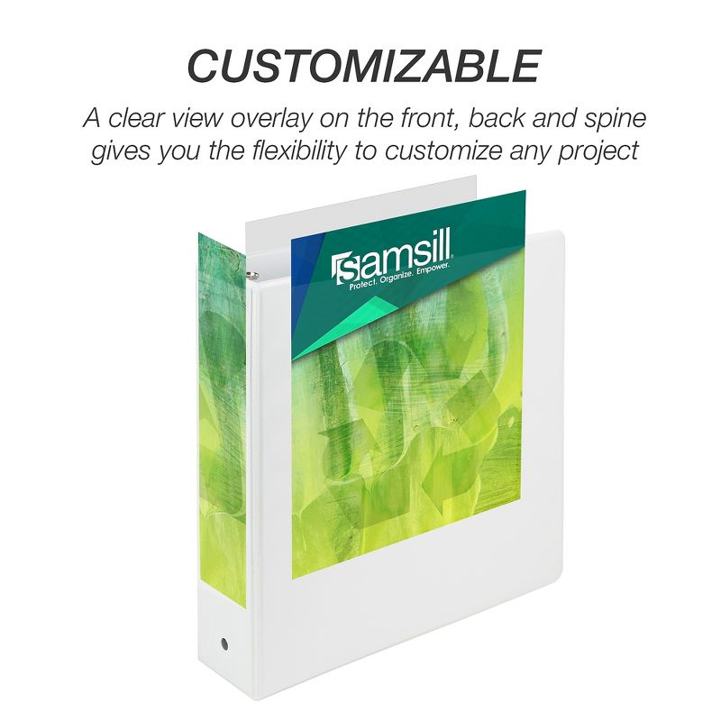Samsill&reg; Biobased Economy Round Ring View Binders  3 Rings  2" Capacity  11 x 8.5  White 17367