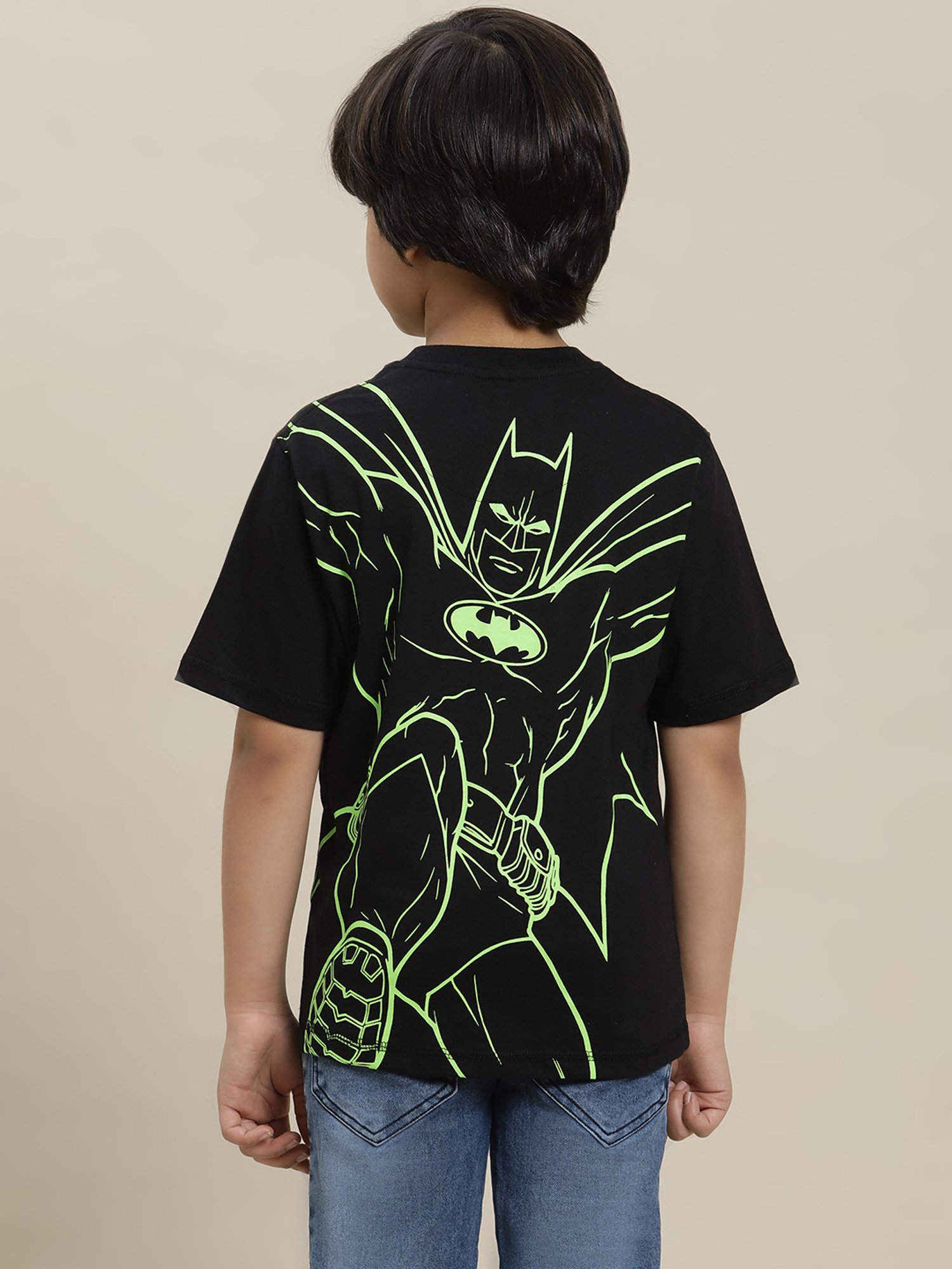 Kidsville Batman Printed Regular Fit Black T-Shirt For Boys