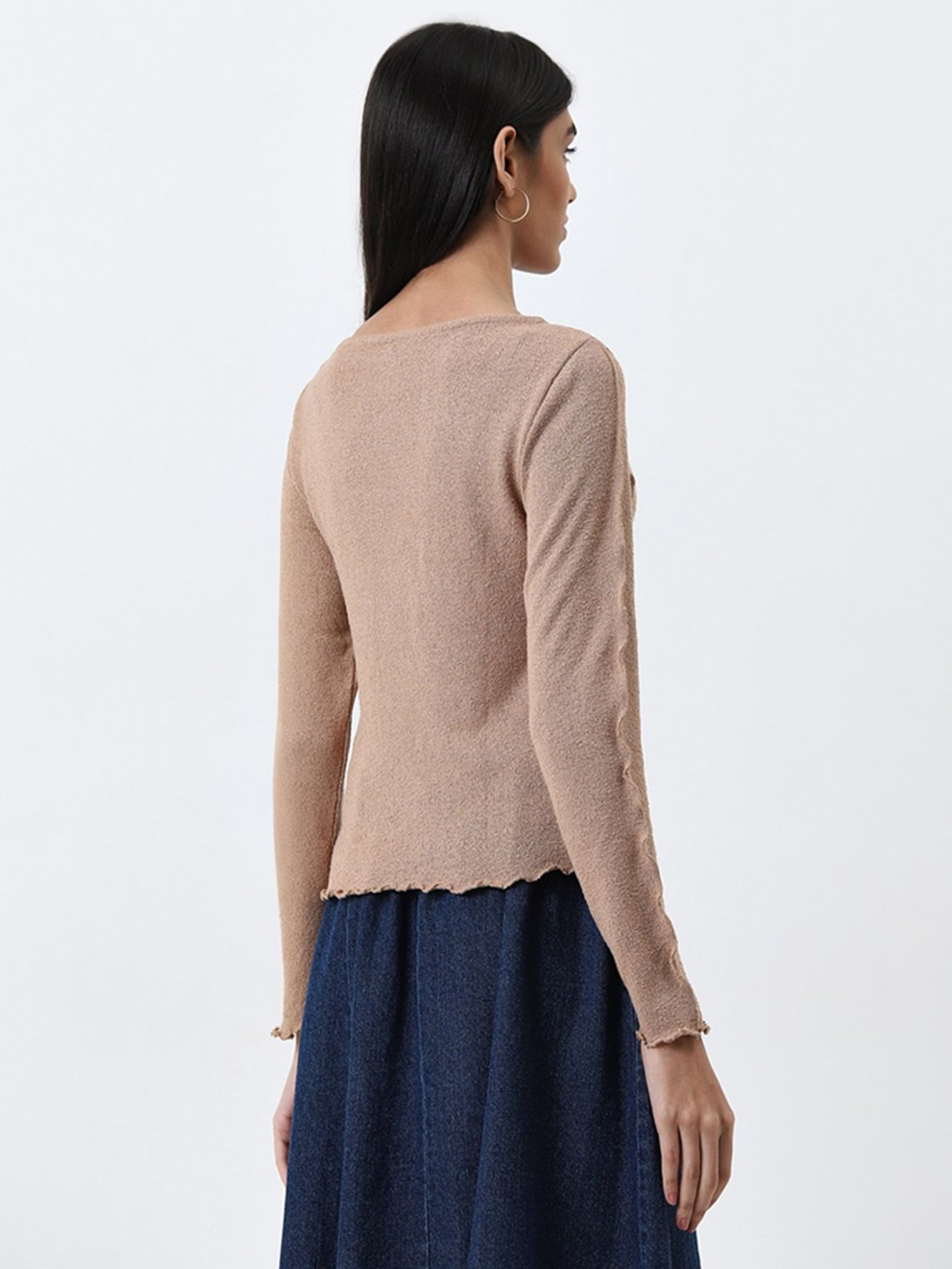LOV by Westside Beige Knitted Top