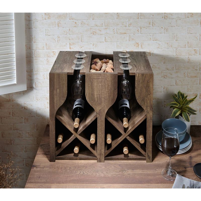Ralswel Wall Mount Wine Rack Reclaimed Oak - miBasics