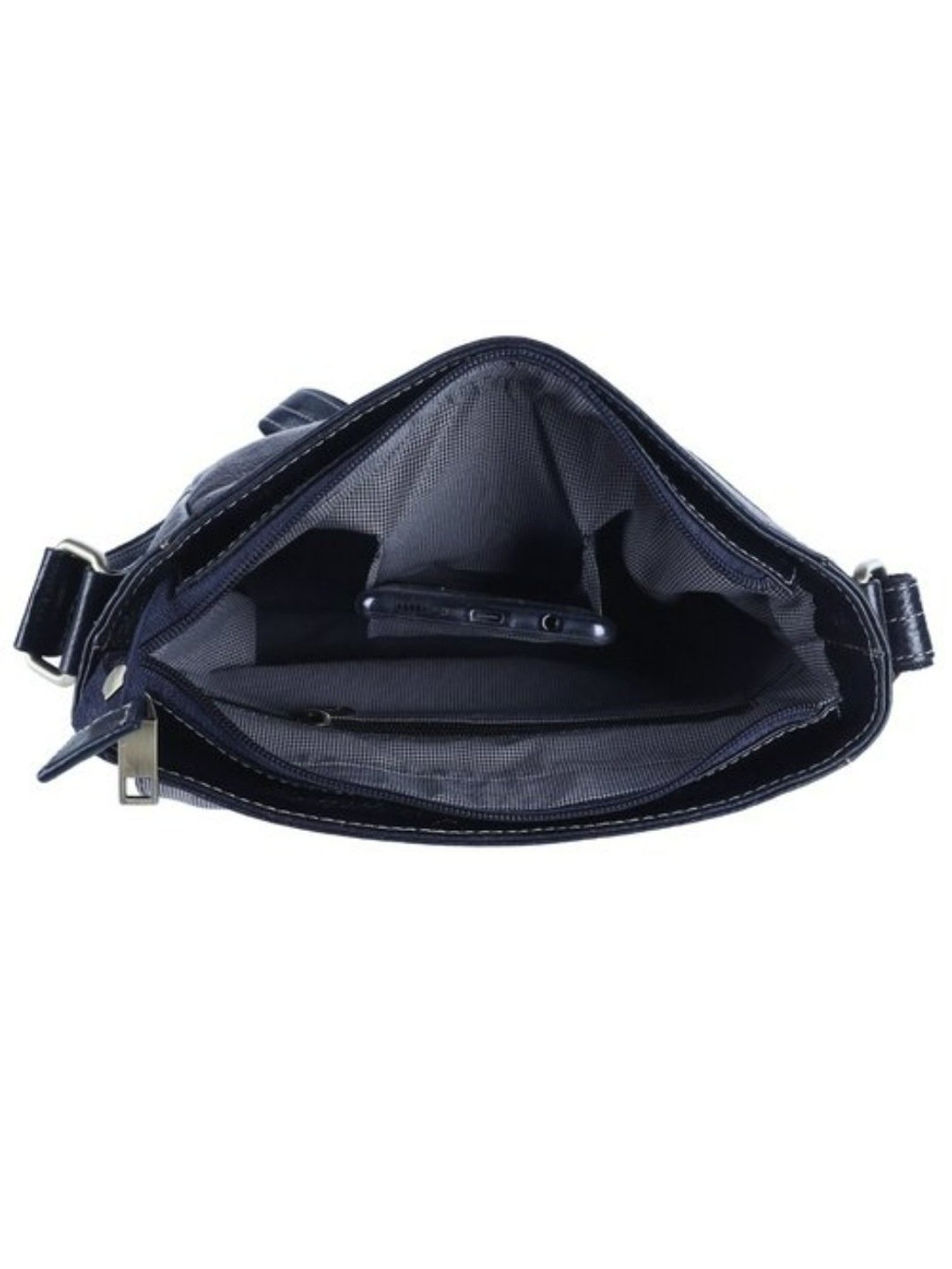 HiLEDER Blue Textured Medium Leather 9 inch Cross Body Bag