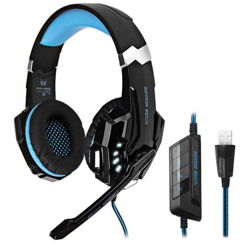 KOTION EACH G9000 Gaming Headphone 7.1 Surround USB Vibration Game Headset Headband Headphone with Mic LED Light for PC Gamer