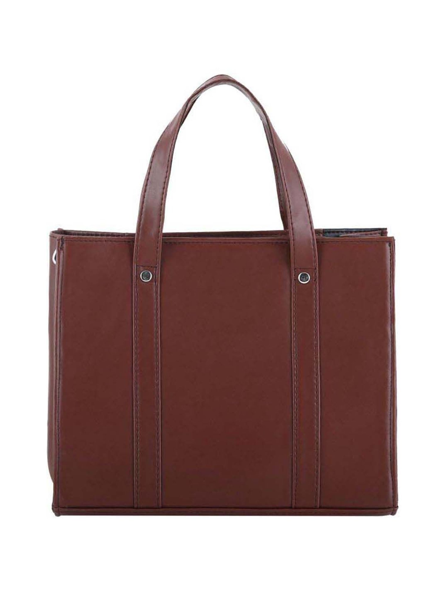 Toteteca Brown Color Block Medium Handbag