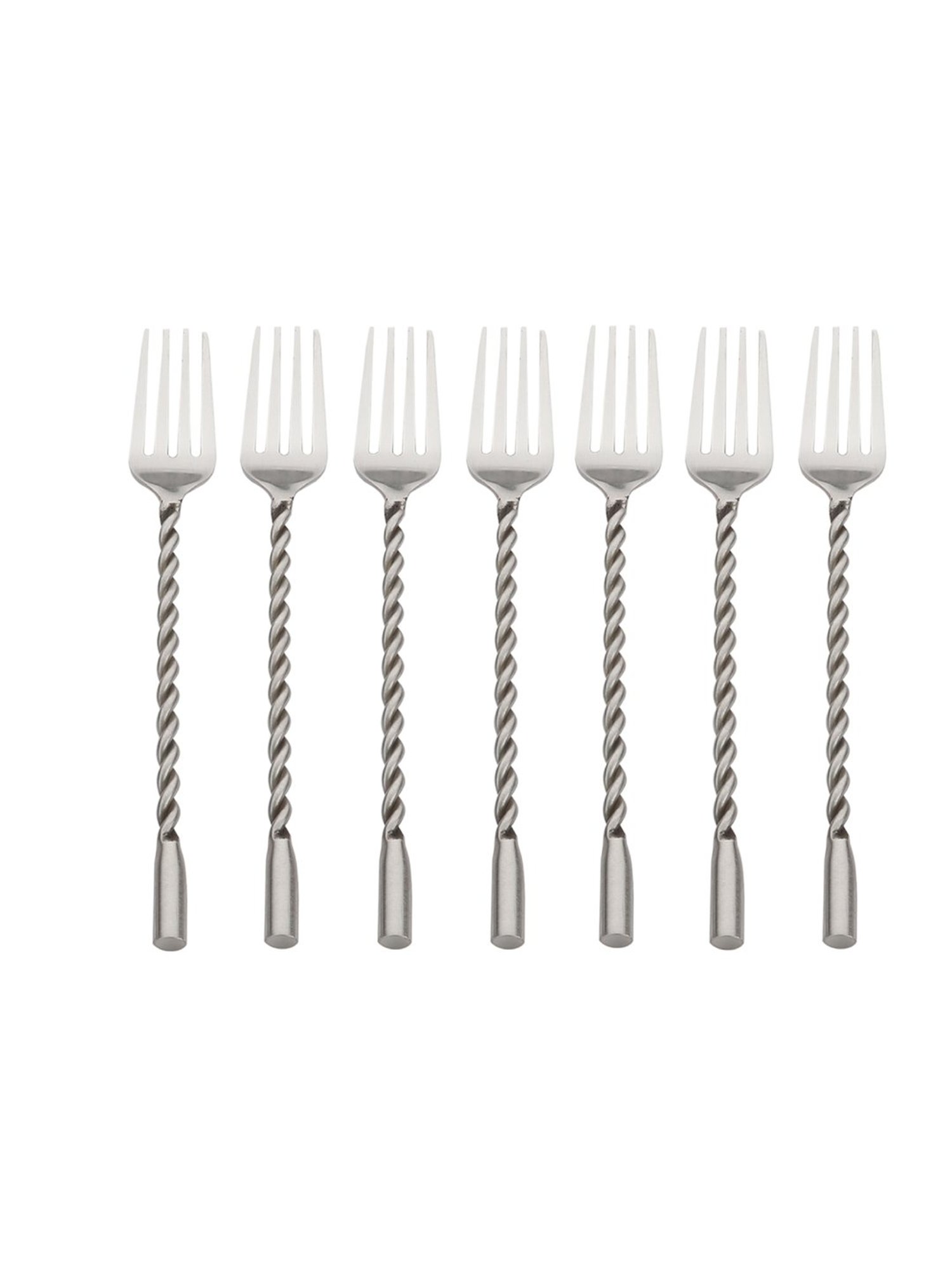 VarEesha Silver Stainless Steel Twisted Handle Forks - Set of 6