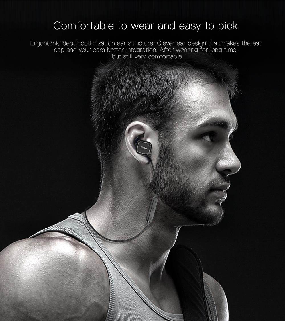 QCY QY12 Bluetooth Earphones Sport Wireless Earphones Magnet Switch Earbuds With Mic Noise Cancelling Earbud - White