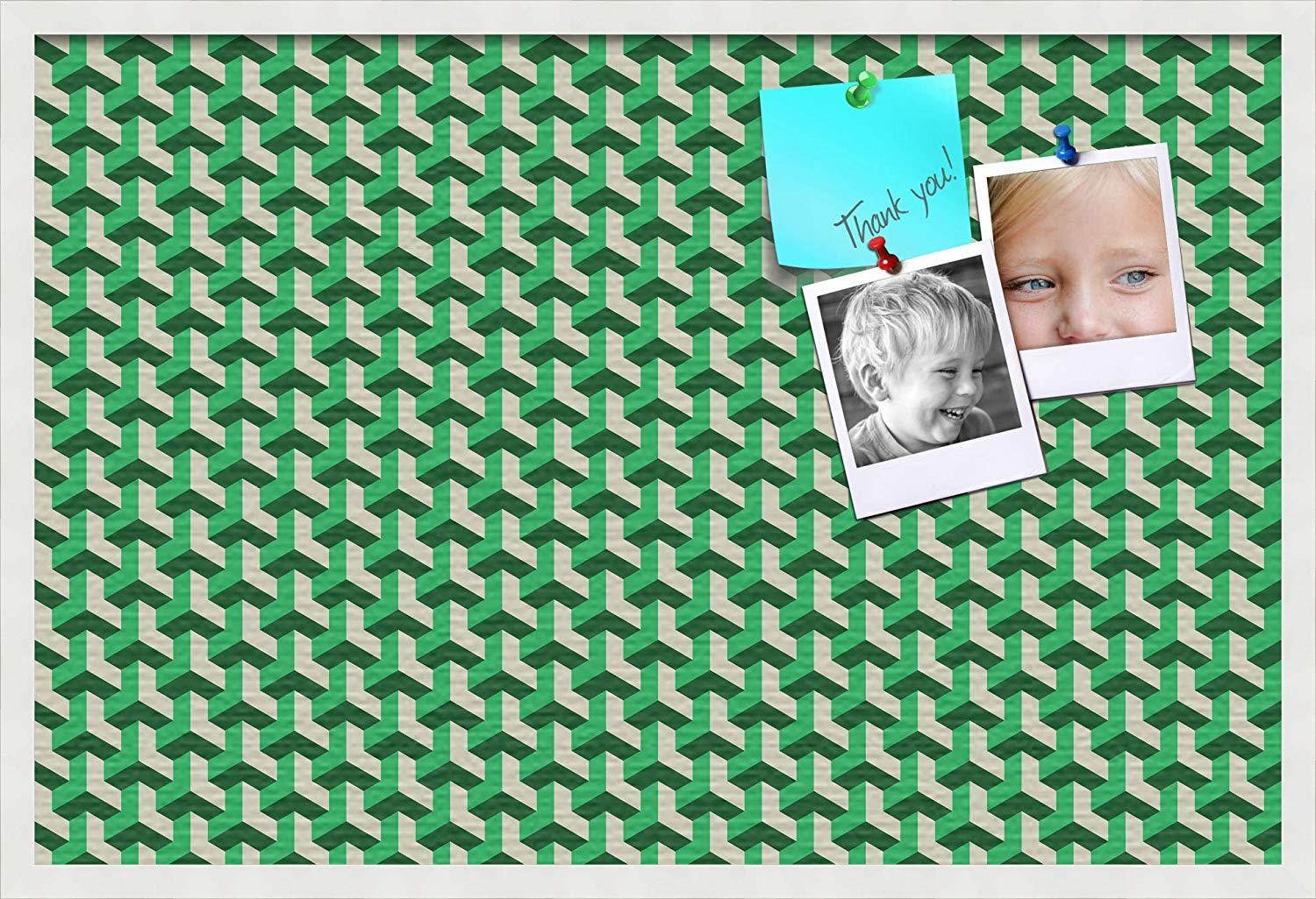 PinPix pin Cork Bulletin Board Made from Canvas, BAUS Green Beige 36x24 Inches 2 x 3 ft and Framed in Satin White Frame (PinPix-1531-36x24_FRBW26074)