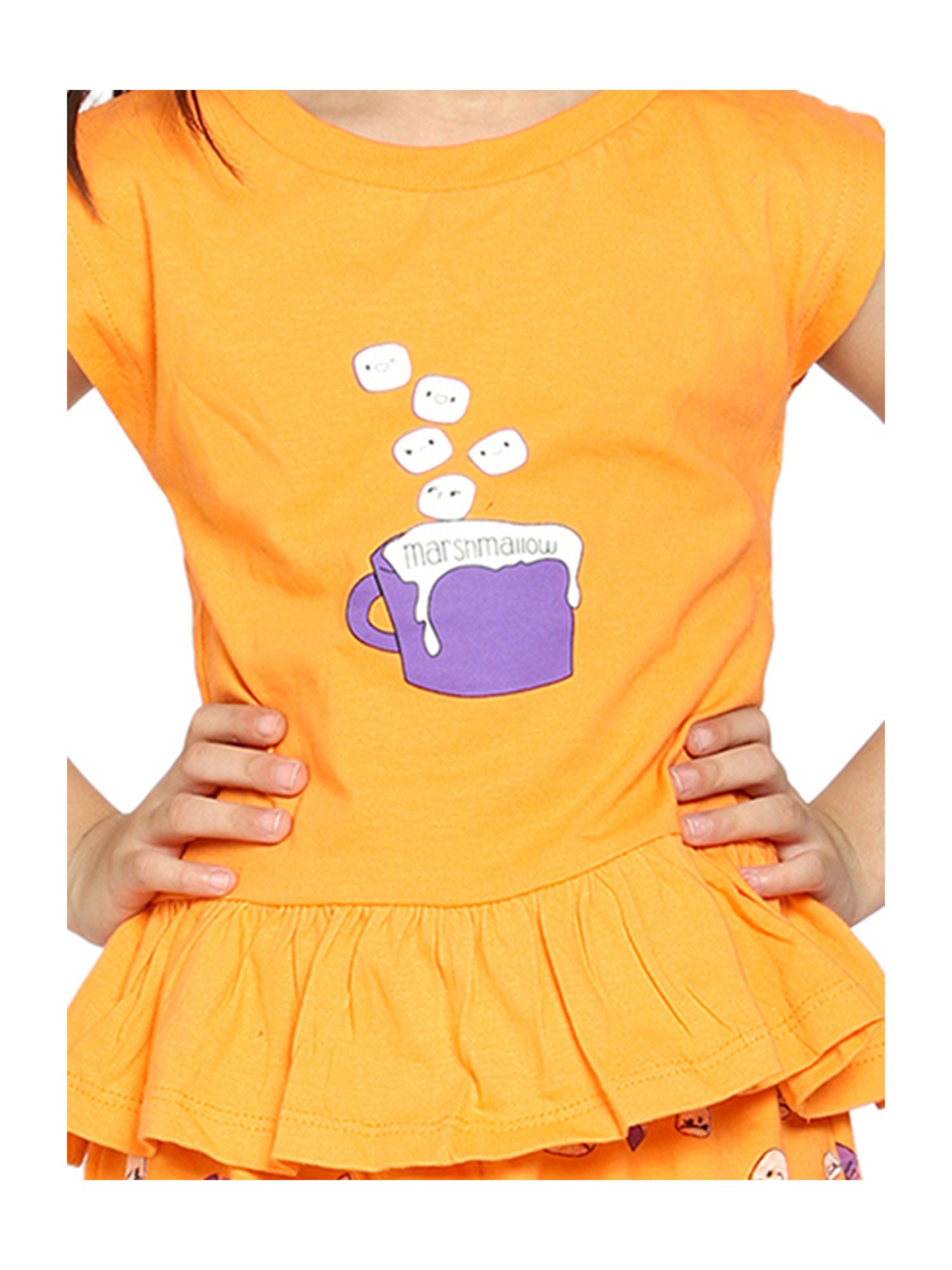 Berrytree Organic Girls Blue Cotton Clouds Print Night Suits