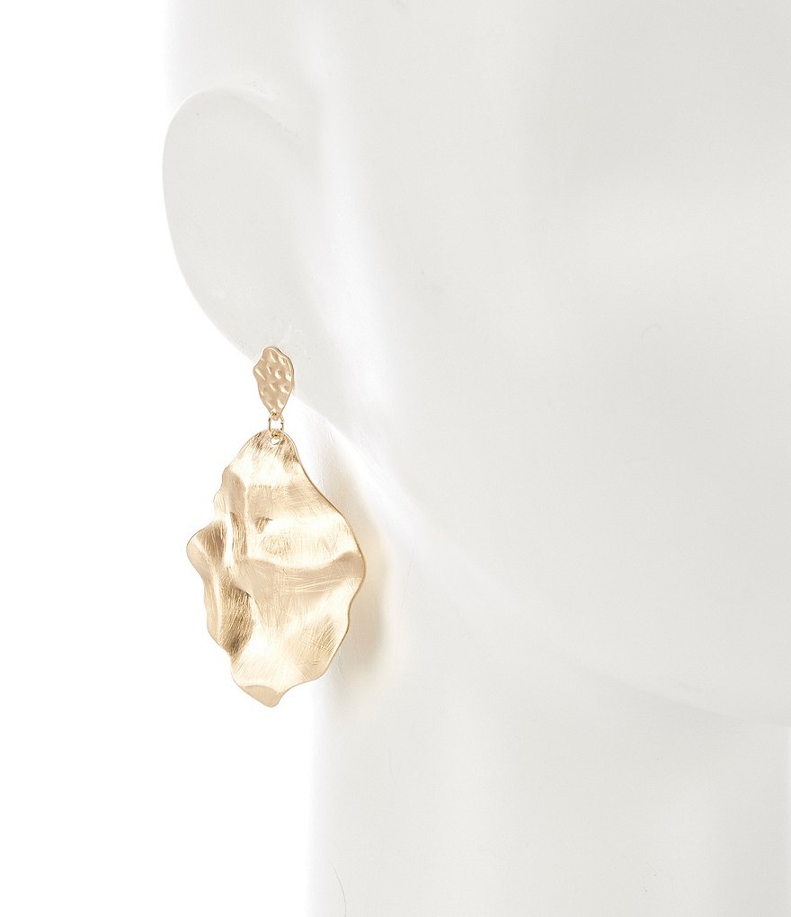 Natasha Accessories Wavy Metal Drop Earrings