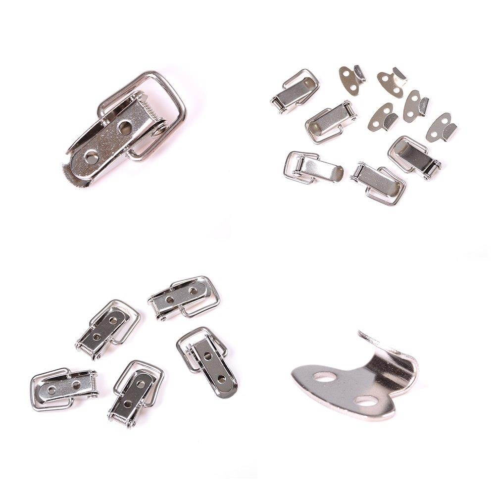 5Pcs Hardware Cabinet Boxes Spring Loaded Latch Catch Toggle Iron Hasp For Sliding Door Window Cabinet With Screw