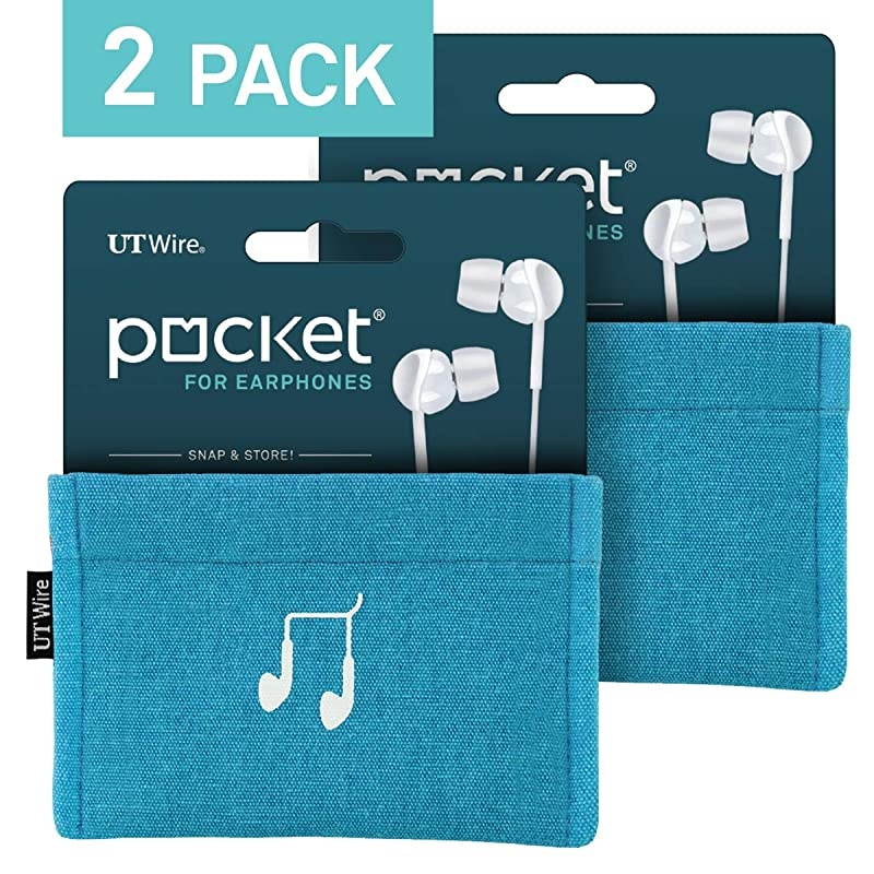 Pocket Earbud Earphone Case Pouch Bag Organizer Blue 2 Pack