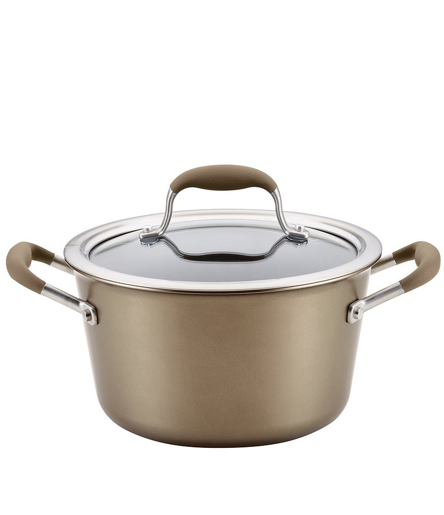 Anolon Advanced Home Hard Anodized Nonstick Bronze 4.5-Quart Covered Tapered Saucepot