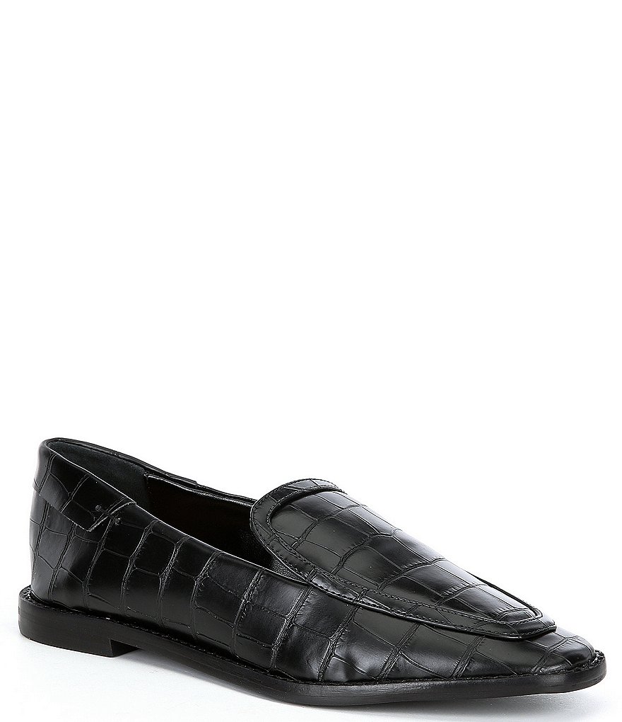 Schutz Hada Croco Print Leather Loafers