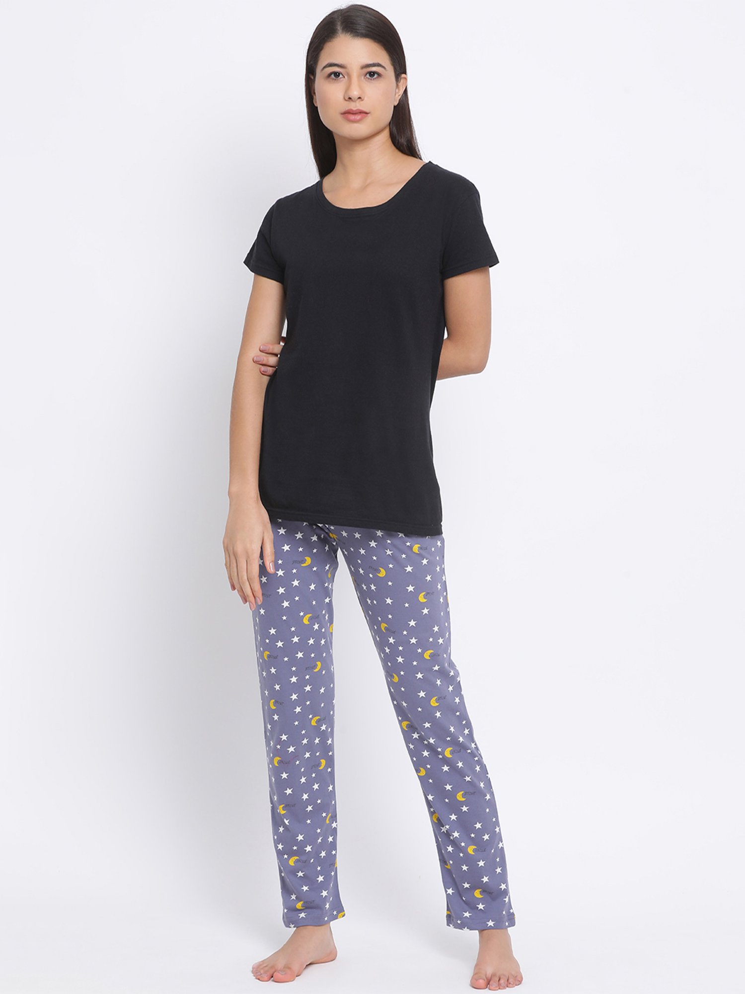 Kanvin Purple Printed Pyjamas