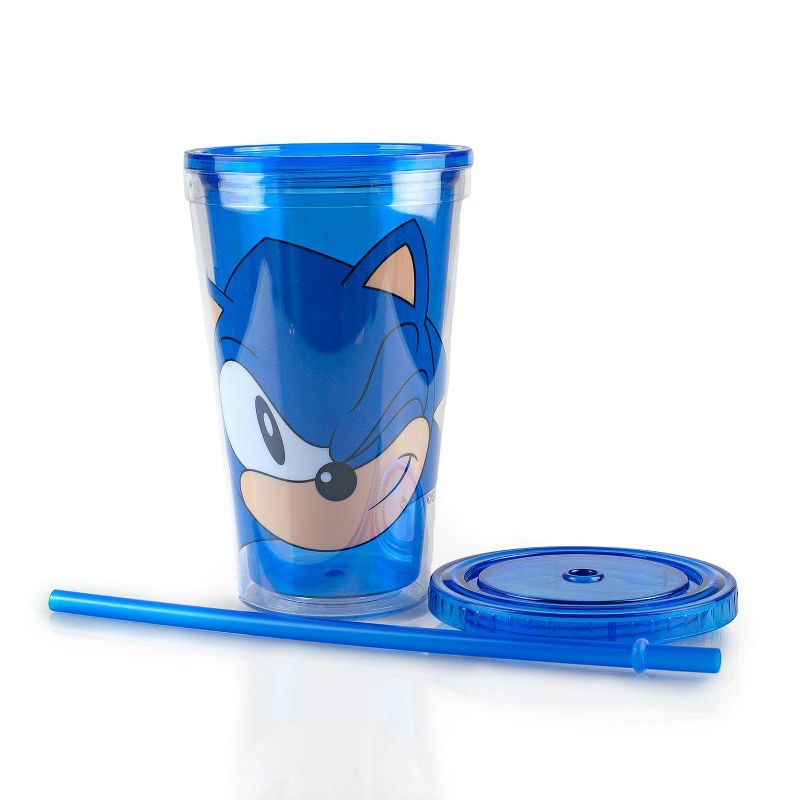 Just Funky Sonic Collectibles | Sonic The Hedgehog Wink Blue Plastic Carnival Cup | 16oz