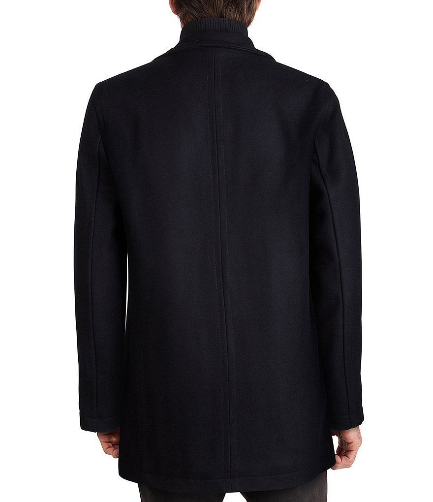 Cole Haan Stand-Collar Attached-Bib Wool Car Coat