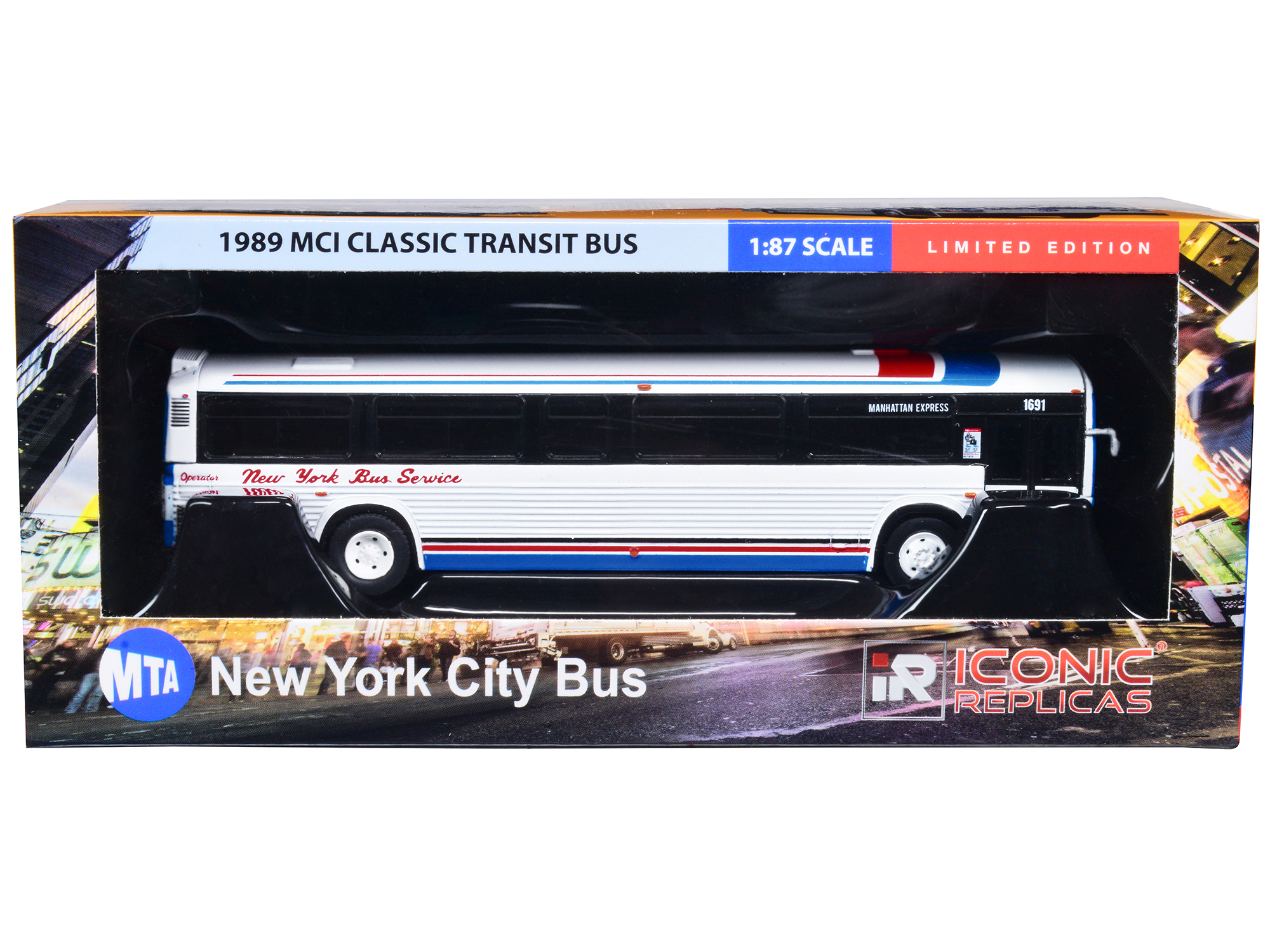 MCI Classic City Bus Plain White "Vintage Bus & Motorcoach Collection" 1/87 Diecast Model by Iconic Replicas
