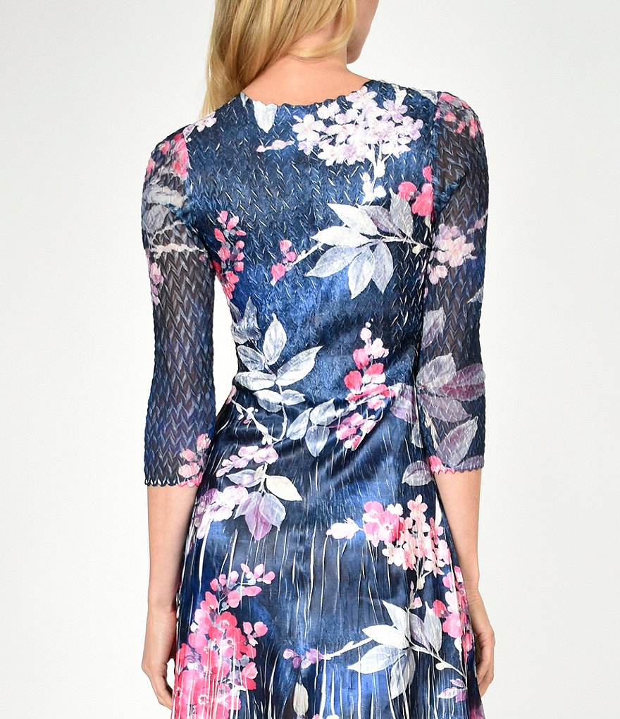 Marina Sequin Lace Round Neck 3/4 Sleeve Sheath Dress