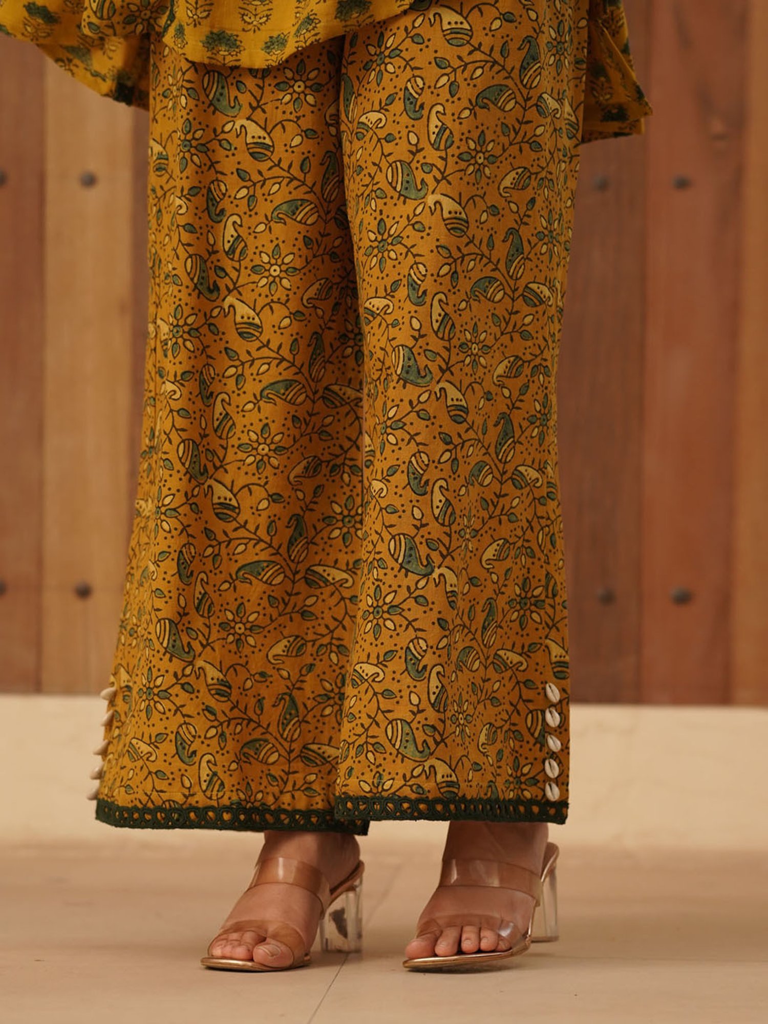 Love Chic Ajrakh Cotton Palazzo with crochet lace