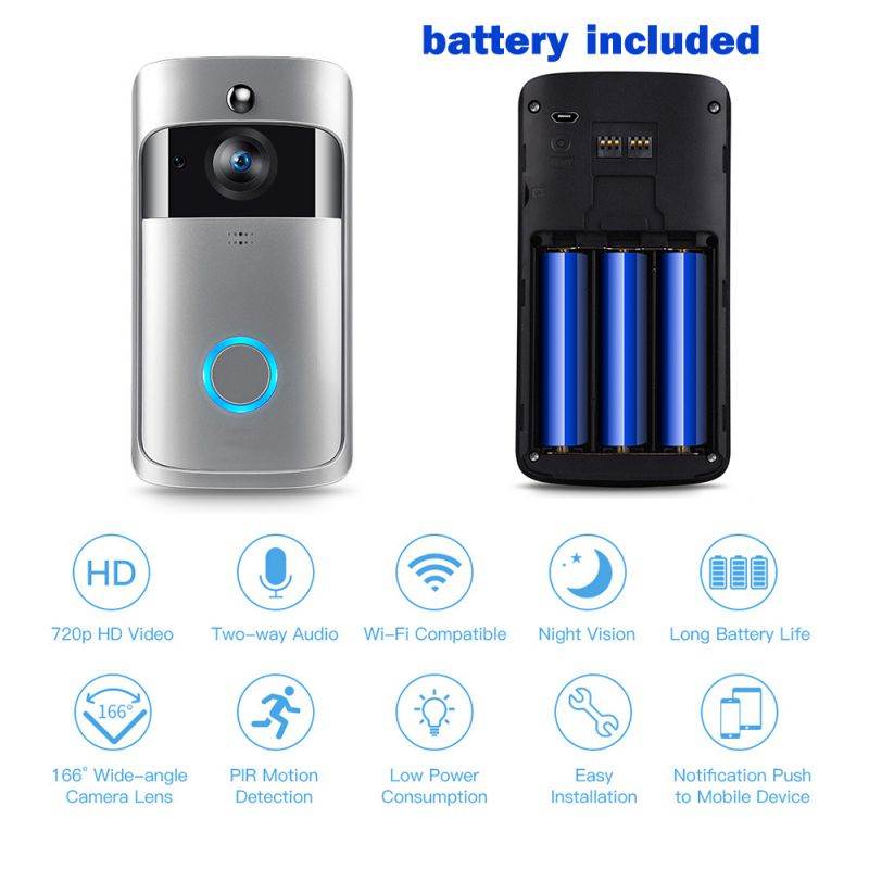 KuWFi Wireless WiFi Video Doorbell Camera IP 720P Ring Door Bell Video Intercom Two Way Audio APP Control Infrared Night Vision (with US Chime)