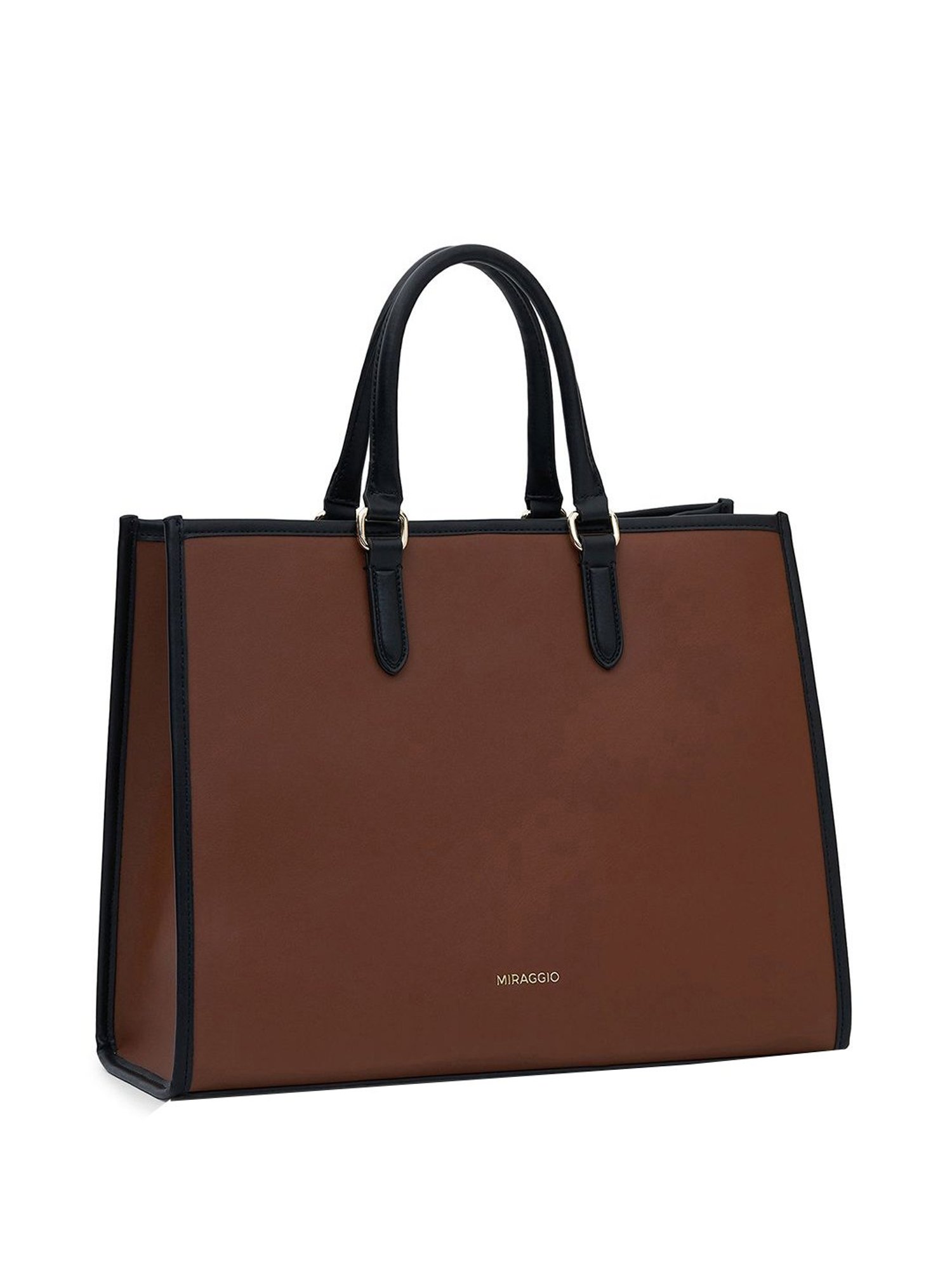 Miraggio Brown Solid Large Tote Handbag