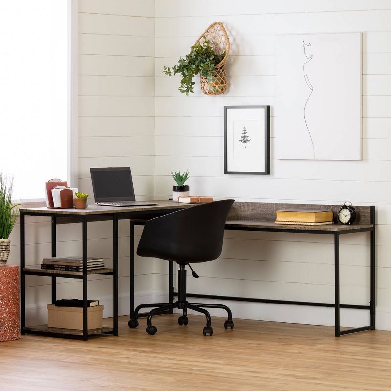 Evane L Shaped Desk Oak Camel - South Shore