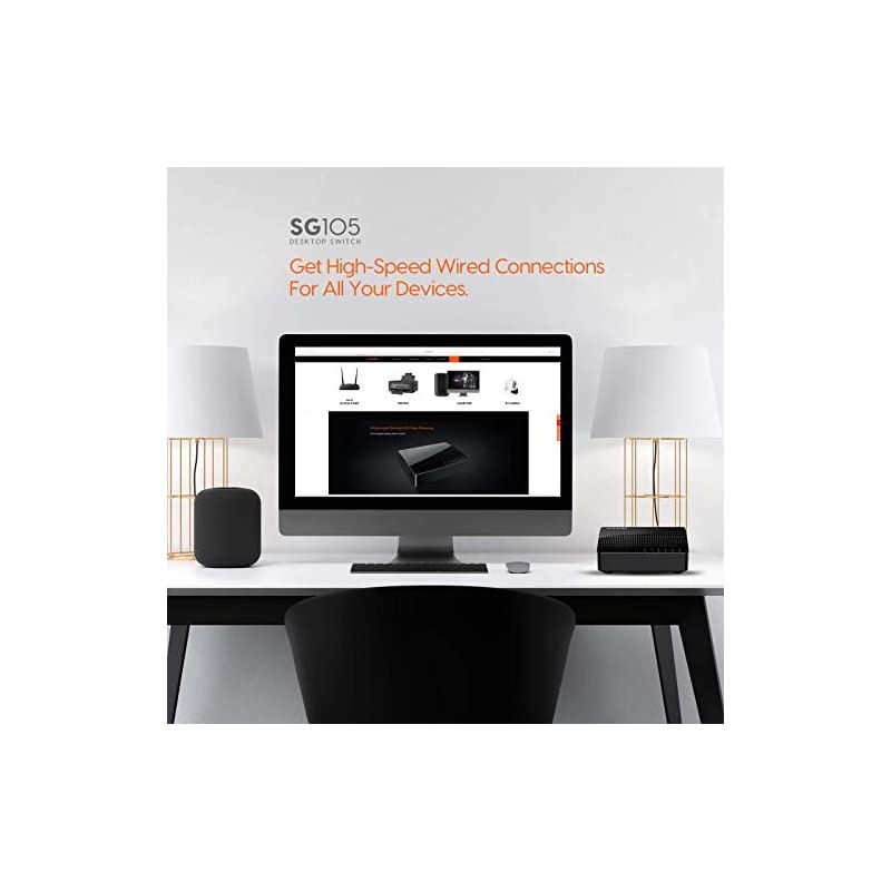 5 Port Gigabit Ethernet Network Switch | Ethernet Splitter | Plug-and-Play | Traffic Optimization | Unmanaged (SG105), Black