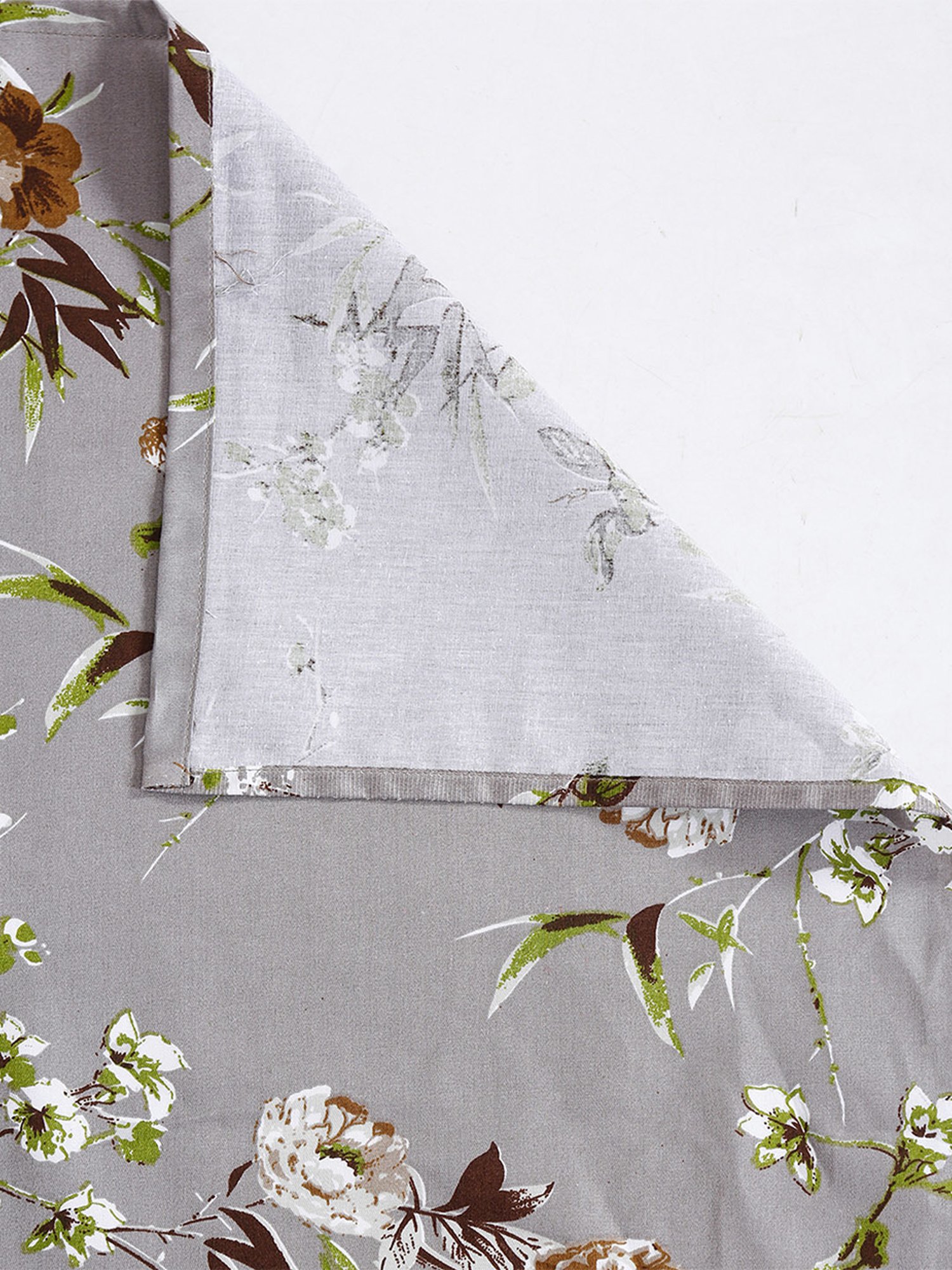 Swayam Zinnia Floral Grey 210 TC Cotton King Bedsheet with 2 Pillow Covers