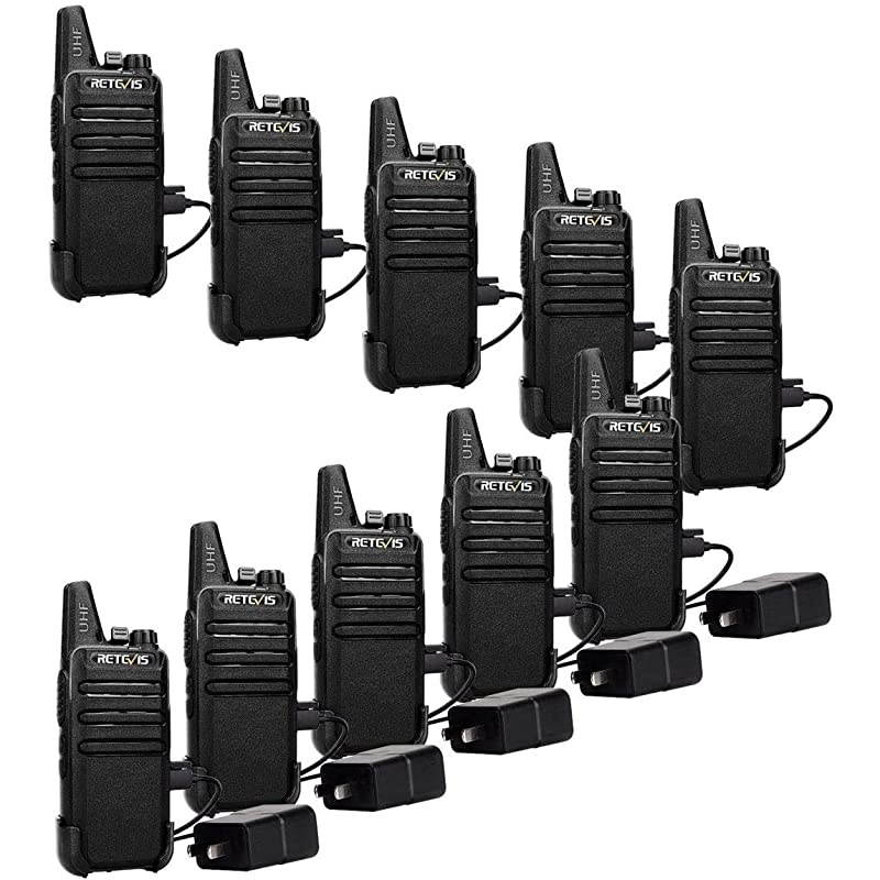 RT22 Walkie Talkies RechargeableLong Range Two Way Radio2 Way Radio for Adults Handsfree VOX Mini for Business Office School Church Restaurant RetailBlack10 Pack