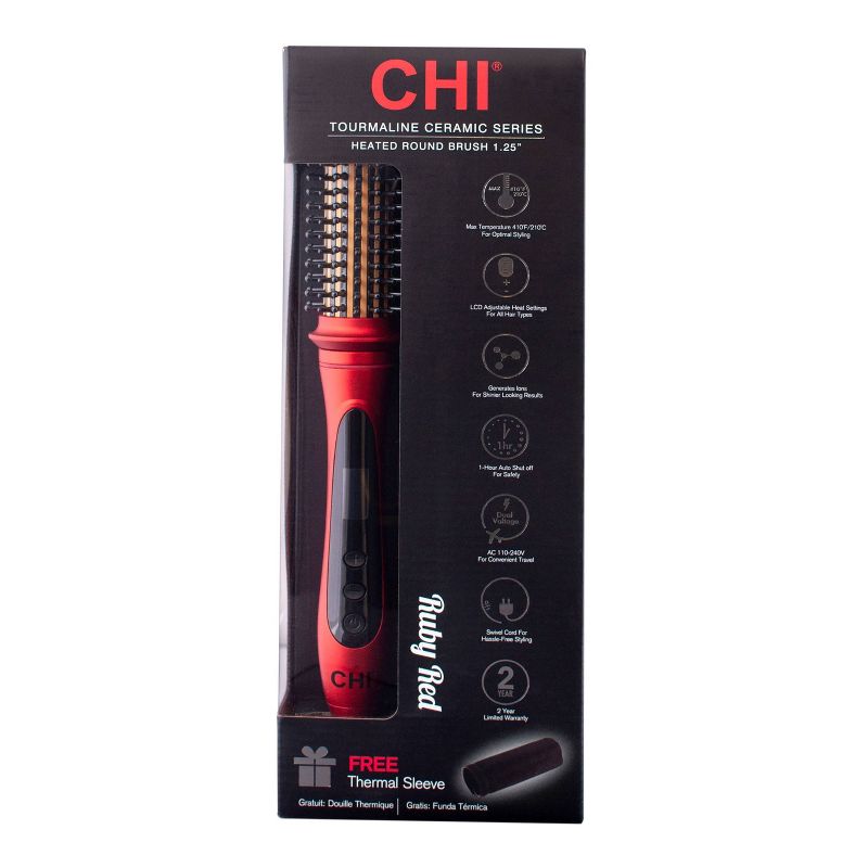 CHI  Amplitude Ceramic Heated Round Brush - 1.25" - Red