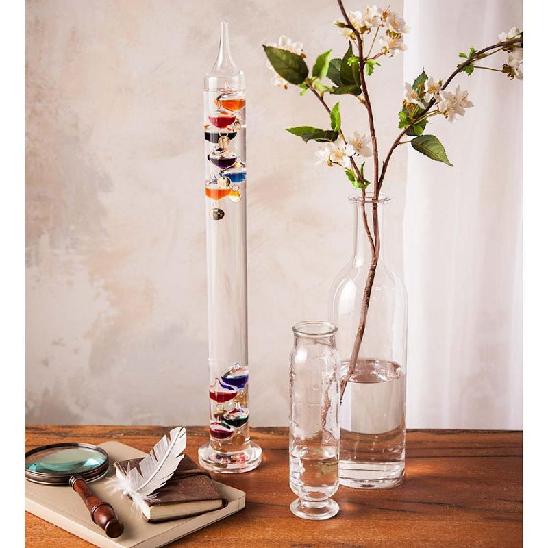 Wind & Weather Clear Glass Tabletop Galileo Thermometer with Colorful Temperature Markers