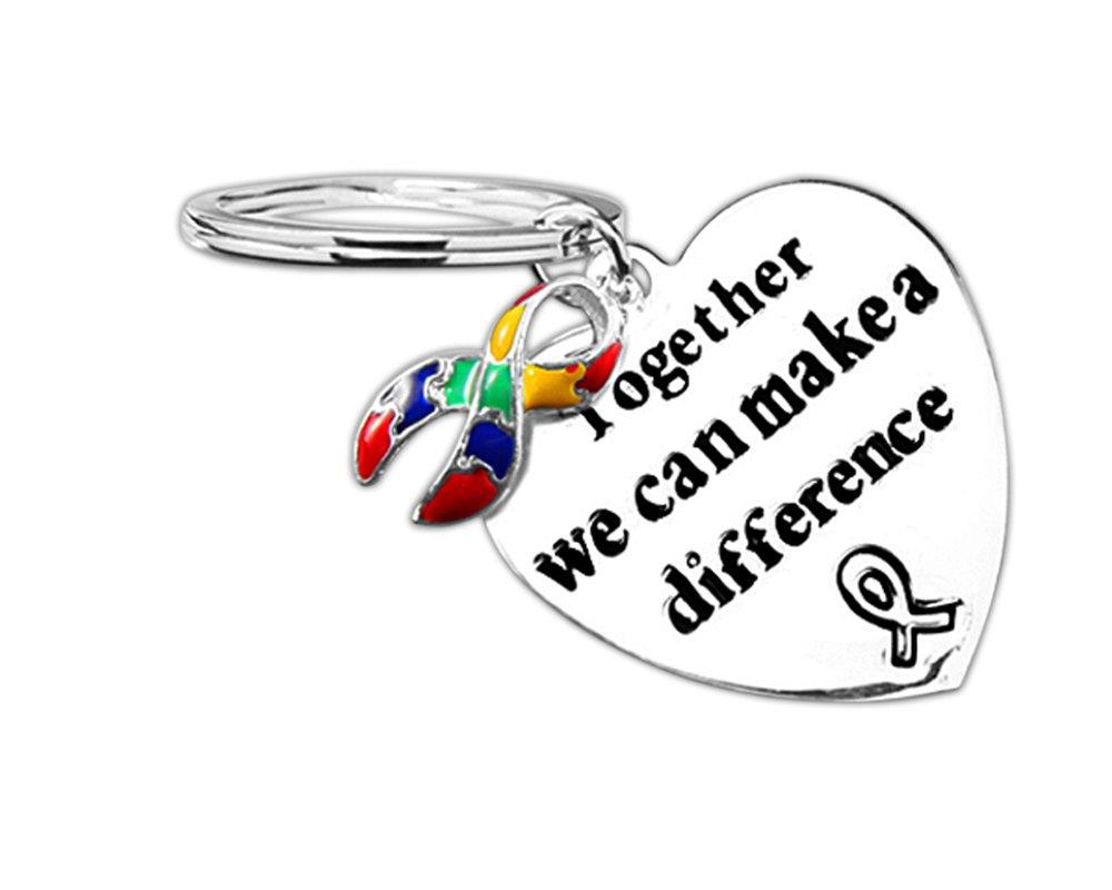 Big Heart Autism Ribbon Key Chain (1 Key Chain - Retail)