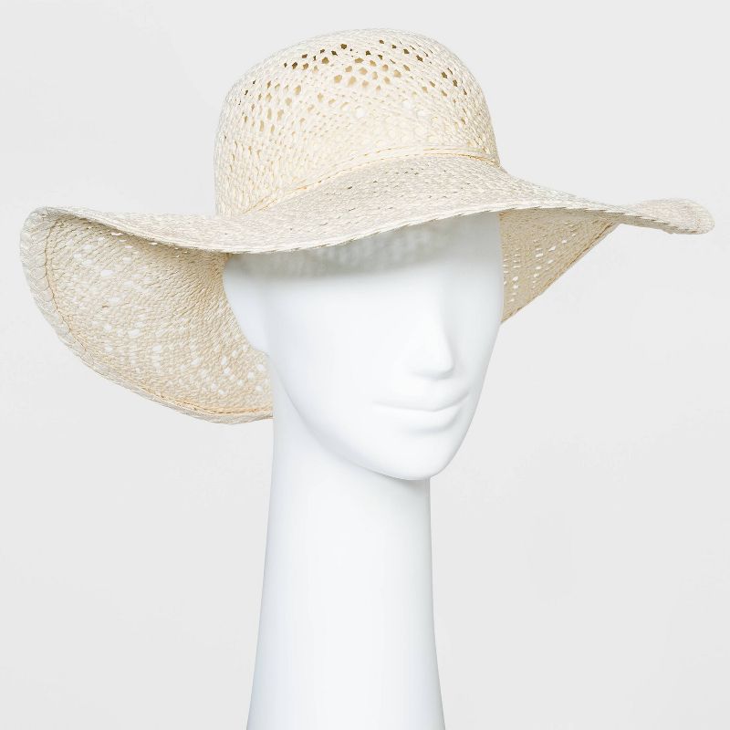 Women's Paper Straw Floppy Hat - A New Day™ White