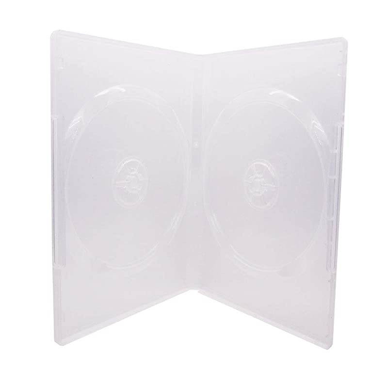 14mm Clear Standard Double Capacity DVD Case with Outter Clear Sleeve, 25 Pieces Pack